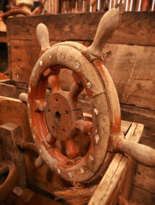 Historical boat wheel