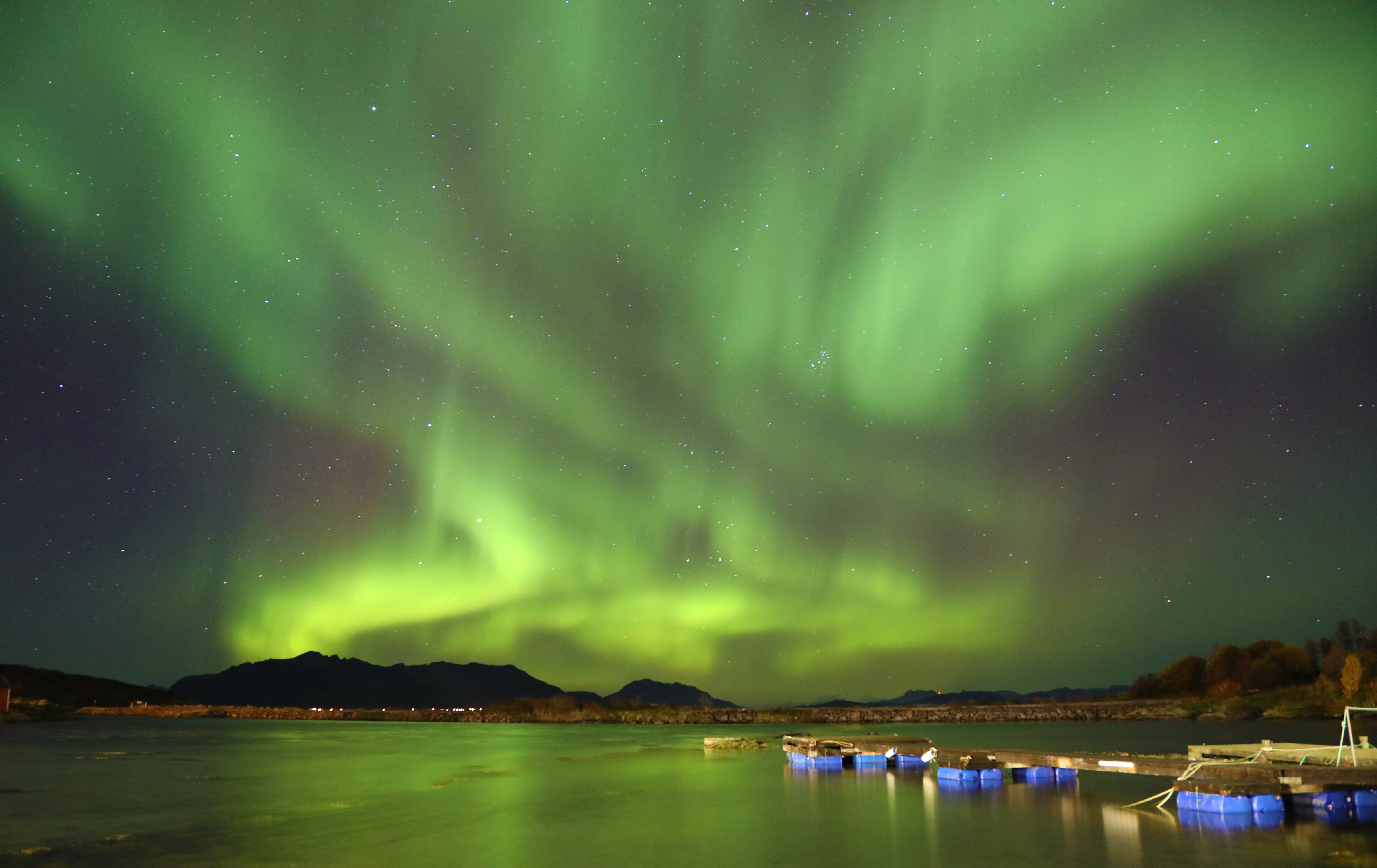 Northern lights over the island of Bjarkøy