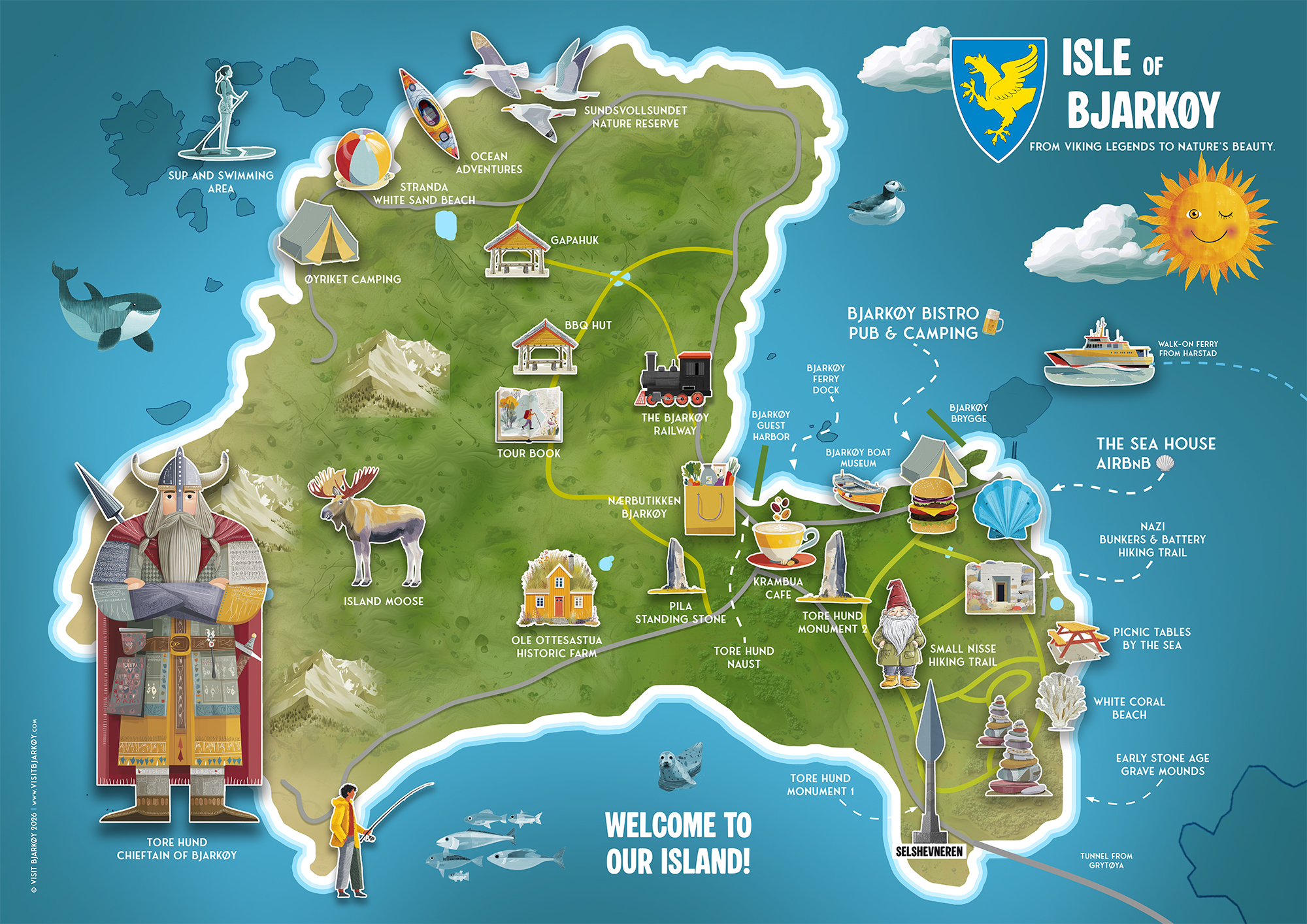 Preview of the 2026 Bjarkøy tourist map